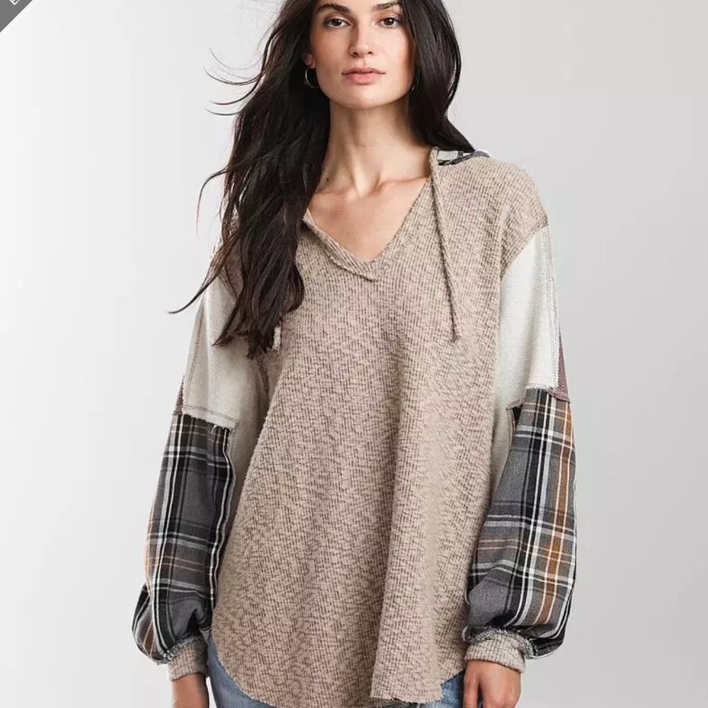 BKE Pieced Plaid Hoodie
